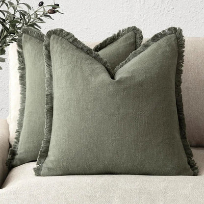Ruffled Cotton Linen Cushion Cover Decorative Sofa Pillow Cover Home Decor