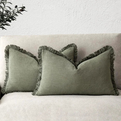 Ruffled Cotton Linen Cushion Cover Decorative Sofa Pillow Cover Home Decor