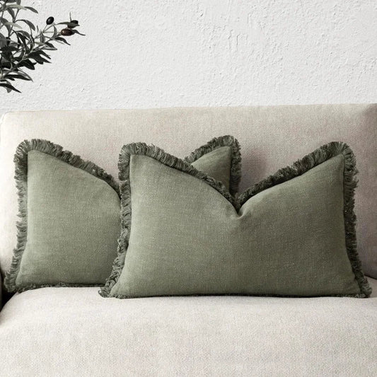 Ruffled Cotton Linen Cushion Cover Decorative Sofa Pillow Cover Home Decor