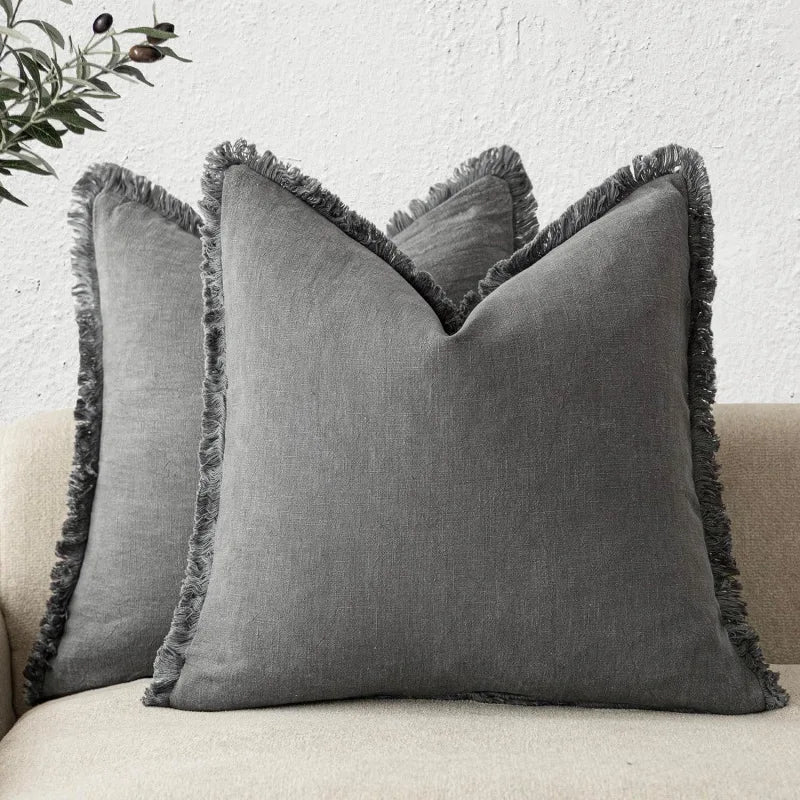 Ruffled Cotton Linen Cushion Cover Decorative Sofa Pillow Cover Home Decor