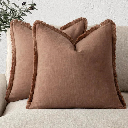 Ruffled Cotton Linen Cushion Cover Decorative Sofa Pillow Cover Home Decor