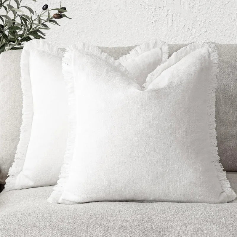Ruffled Cotton Linen Cushion Cover Decorative Sofa Pillow Cover Home Decor