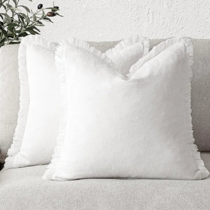 Ruffled Cotton Linen Cushion Cover Decorative Sofa Pillow Cover Home Decor