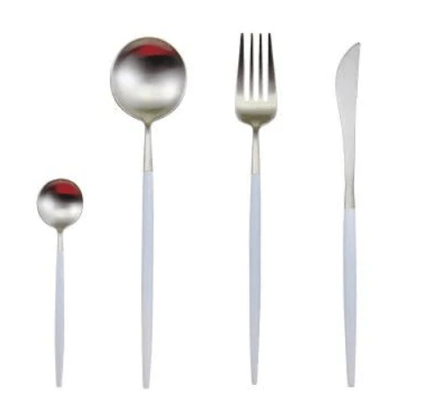 Luxury 24-Piece Gold and Silver Stainless Steel Cutlery Set Kitchen Decor