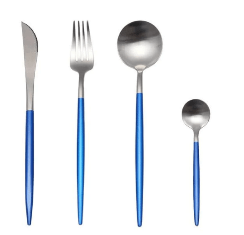 Luxury 24-Piece Gold and Silver Stainless Steel Cutlery Set Kitchen Decor