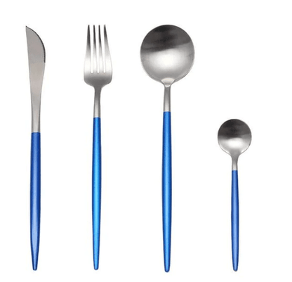 Luxury 24-Piece Gold and Silver Stainless Steel Cutlery Set Kitchen Decor