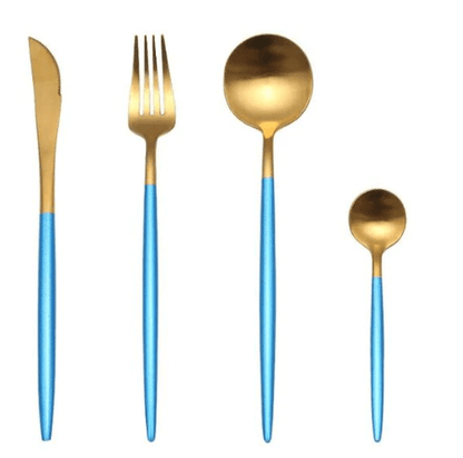 Luxury 24-Piece Gold and Silver Stainless Steel Cutlery Set Kitchen Decor