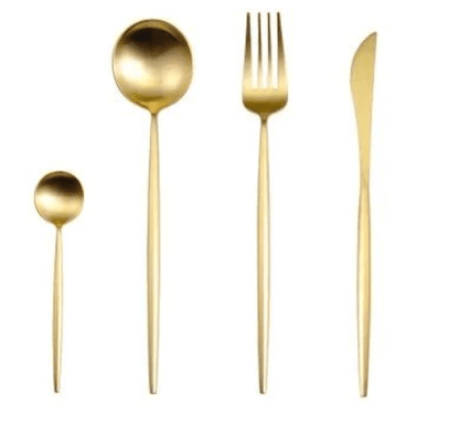 Luxury 24-Piece Gold and Silver Stainless Steel Cutlery Set Kitchen Decor