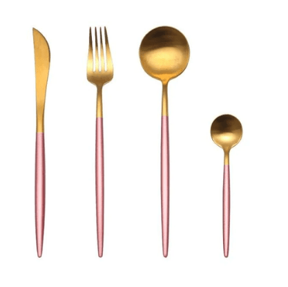 Luxury 24-Piece Gold and Silver Stainless Steel Cutlery Set Kitchen Decor