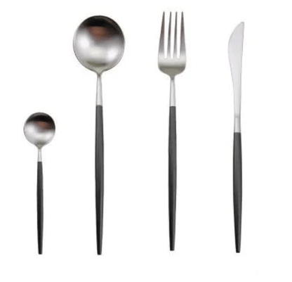 Luxury 24-Piece Gold and Silver Stainless Steel Cutlery Set Kitchen Decor