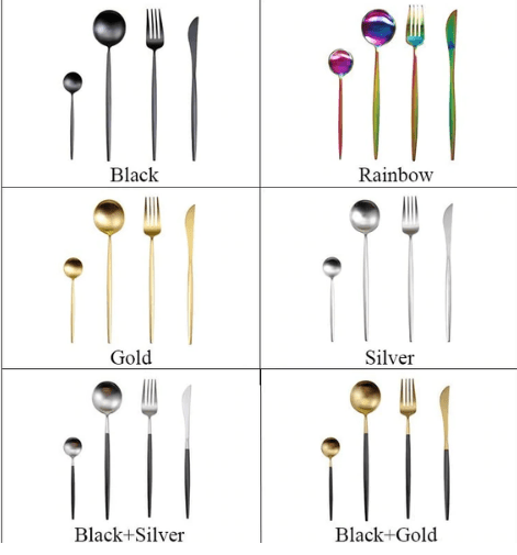 Luxury 24-Piece Gold and Silver Stainless Steel Cutlery Set Kitchen Decor