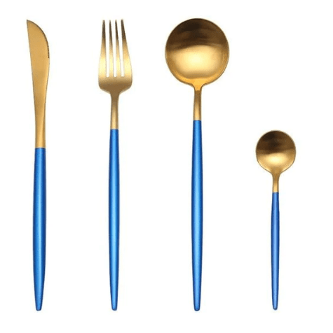 Luxury 24-Piece Gold and Silver Stainless Steel Cutlery Set Kitchen Decor