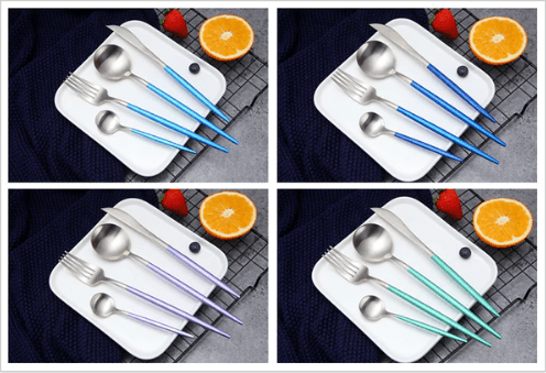 Luxury 24-Piece Gold and Silver Stainless Steel Cutlery Set Kitchen Decor