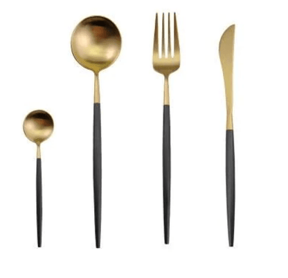 Luxury 24-Piece Gold and Silver Stainless Steel Cutlery Set Kitchen Decor