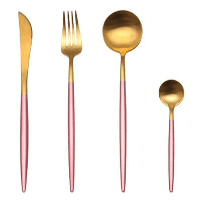 Luxury 24-Piece Gold and Silver Stainless Steel Cutlery Set Kitchen Decor