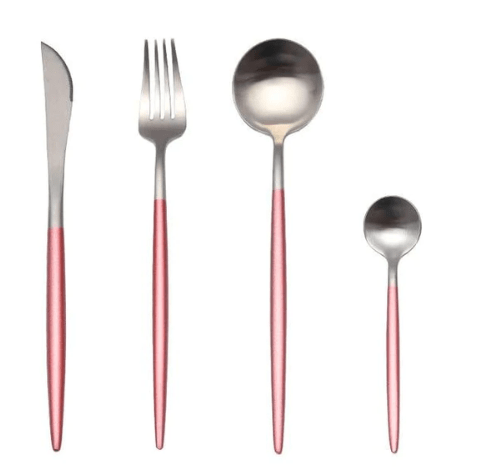 Luxury 24-Piece Gold and Silver Stainless Steel Cutlery Set Kitchen Decor