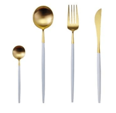 Luxury 24-Piece Gold and Silver Stainless Steel Cutlery Set Kitchen Decor