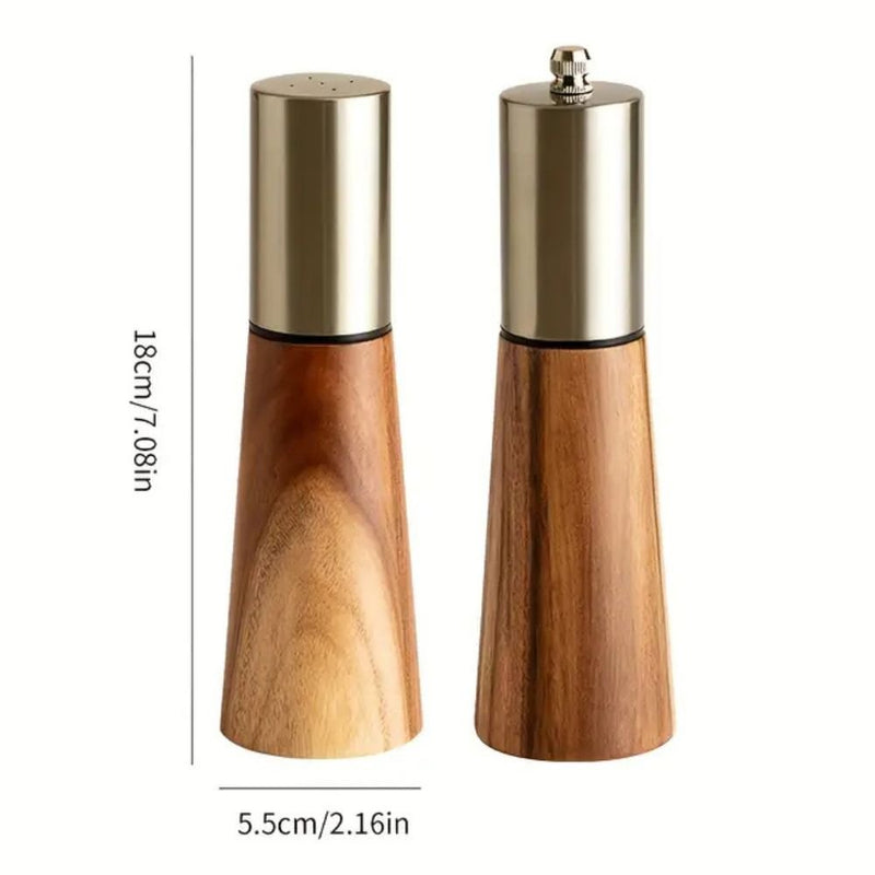 Wooden Salt and Pepper Mill Set Table Setting Kitchen Counter Decor