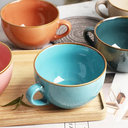 Coloured Ceramic Mug with Polka Dot Pattern Kitchen Decor