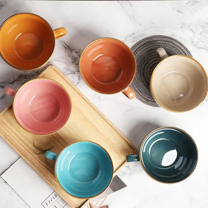 Coloured Ceramic Mug with Polka Dot Pattern Kitchen Decor
