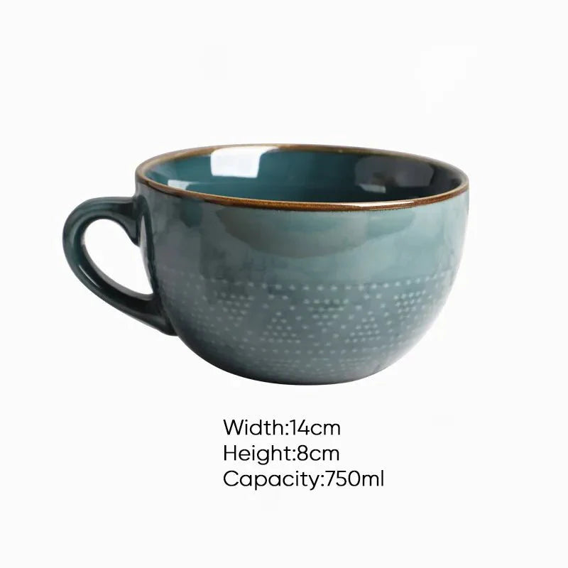 Coloured Ceramic Mug with Polka Dot Pattern Kitchen Decor
