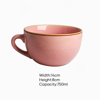 Coloured Ceramic Mug with Polka Dot Pattern Kitchen Decor