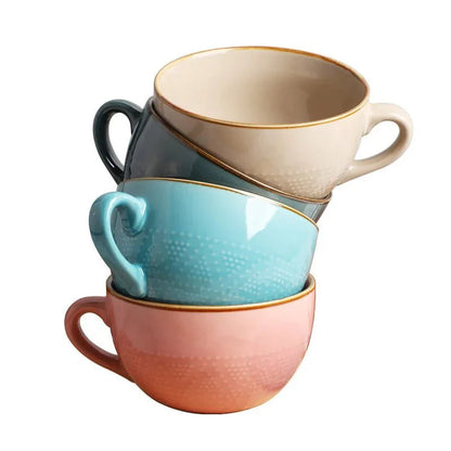Coloured Ceramic Mug with Polka Dot Pattern Kitchen Decor