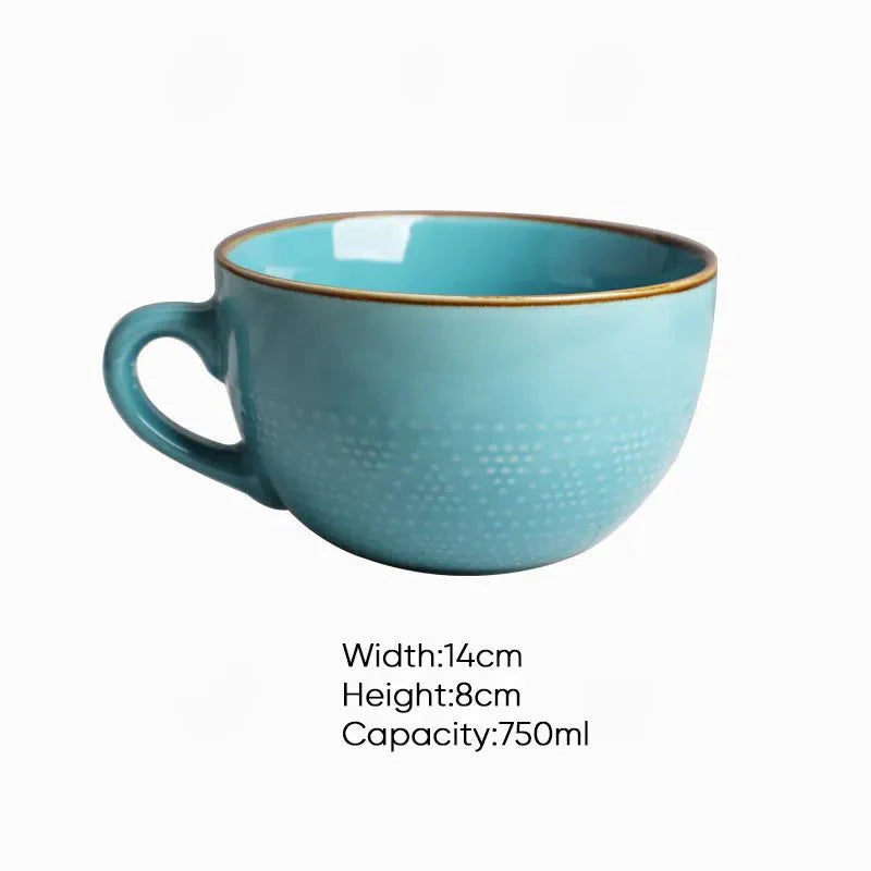 Coloured Ceramic Mug with Polka Dot Pattern Kitchen Decor