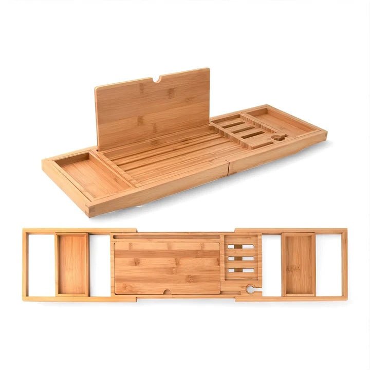 Extendable Bamboo Bath Tray Adjustable Bathtub Caddy Home Decor