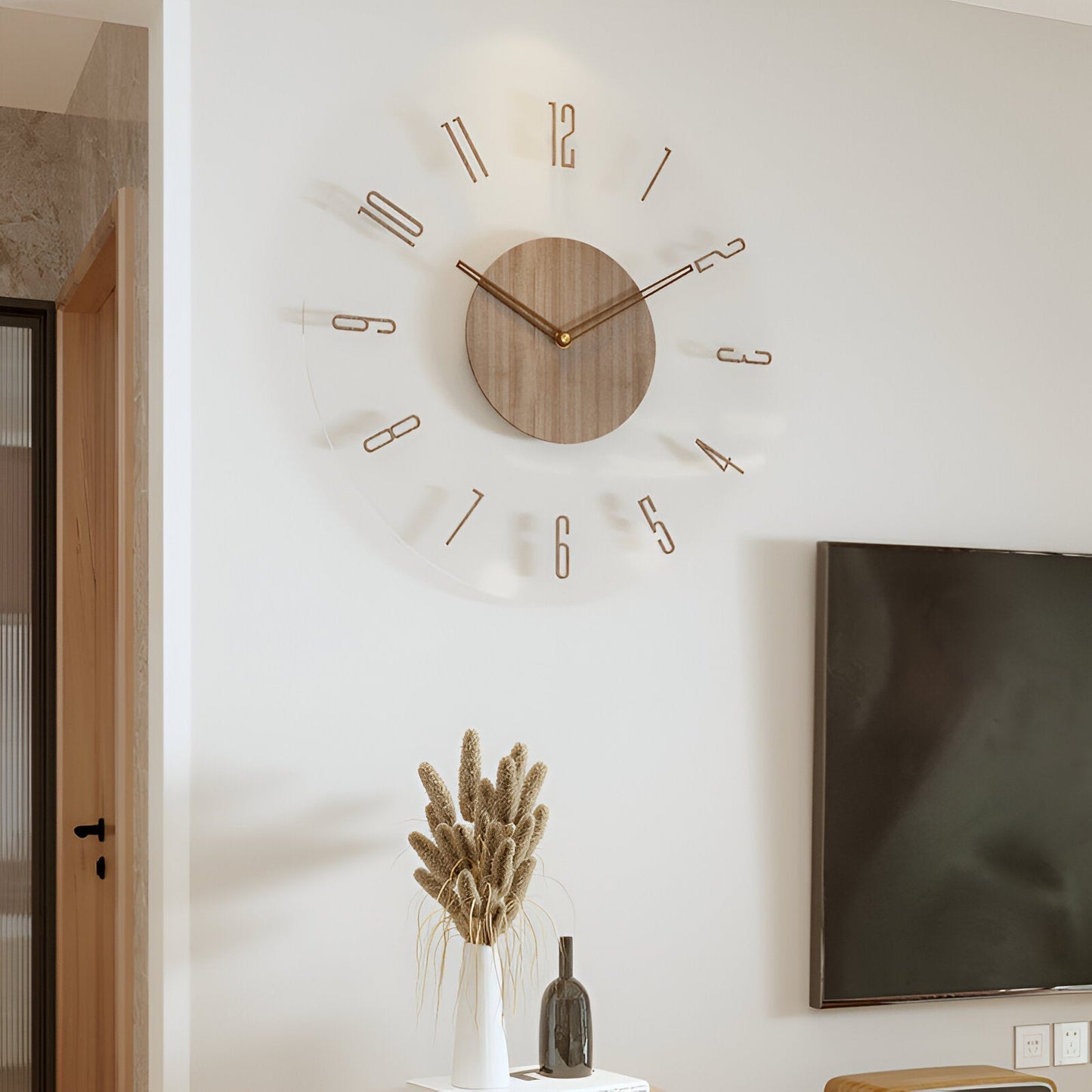 Wooden Wall Clock Silent Mechanism Modern Home Decor