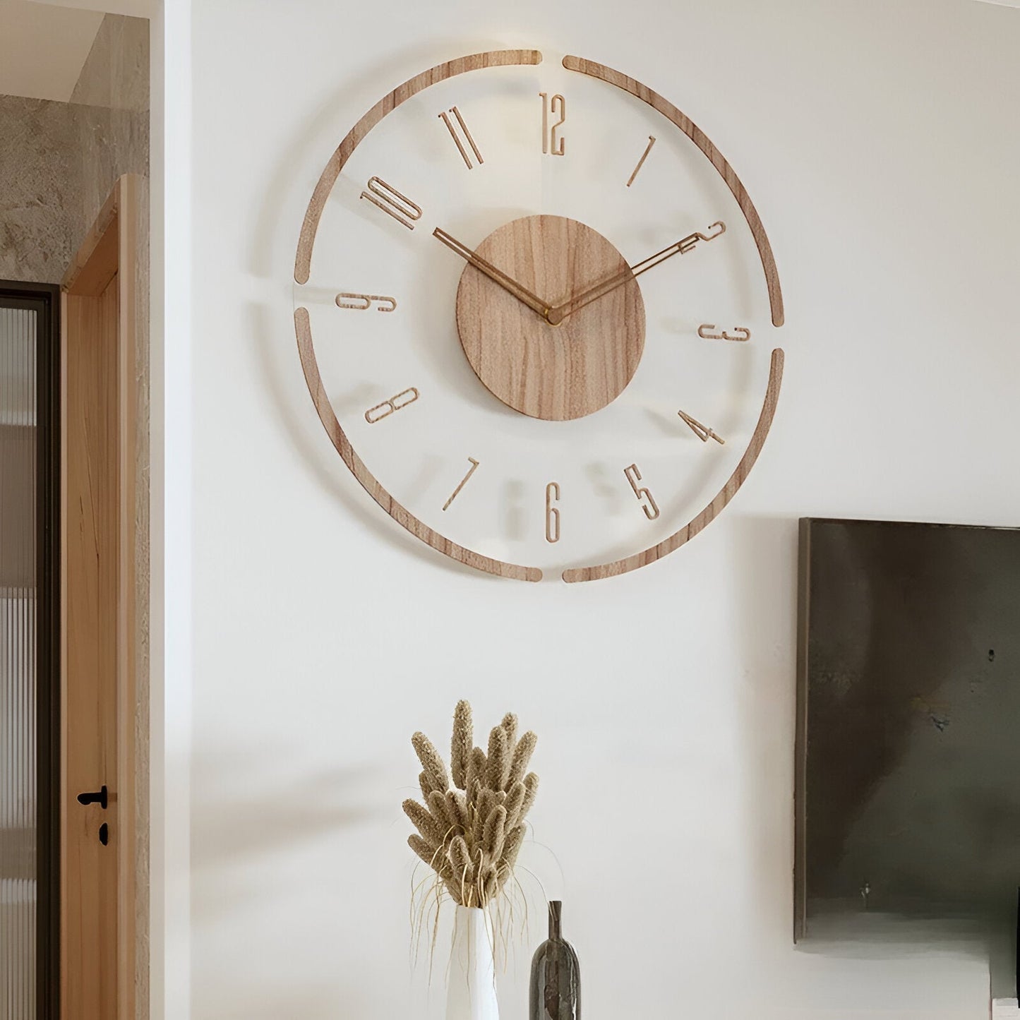 Wooden Wall Clock Silent Mechanism Modern Home Decor