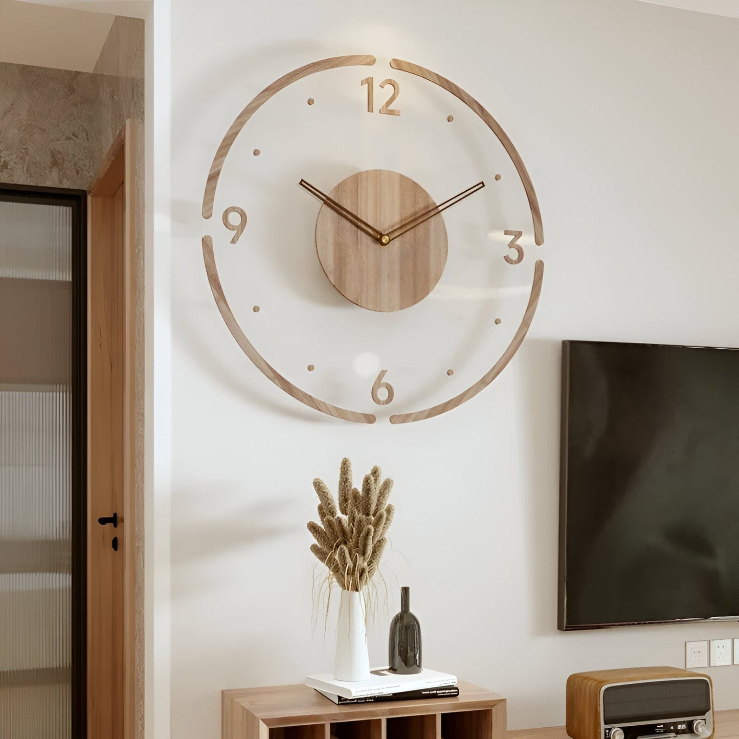 Wooden Wall Clock Silent Mechanism Modern Home Decor