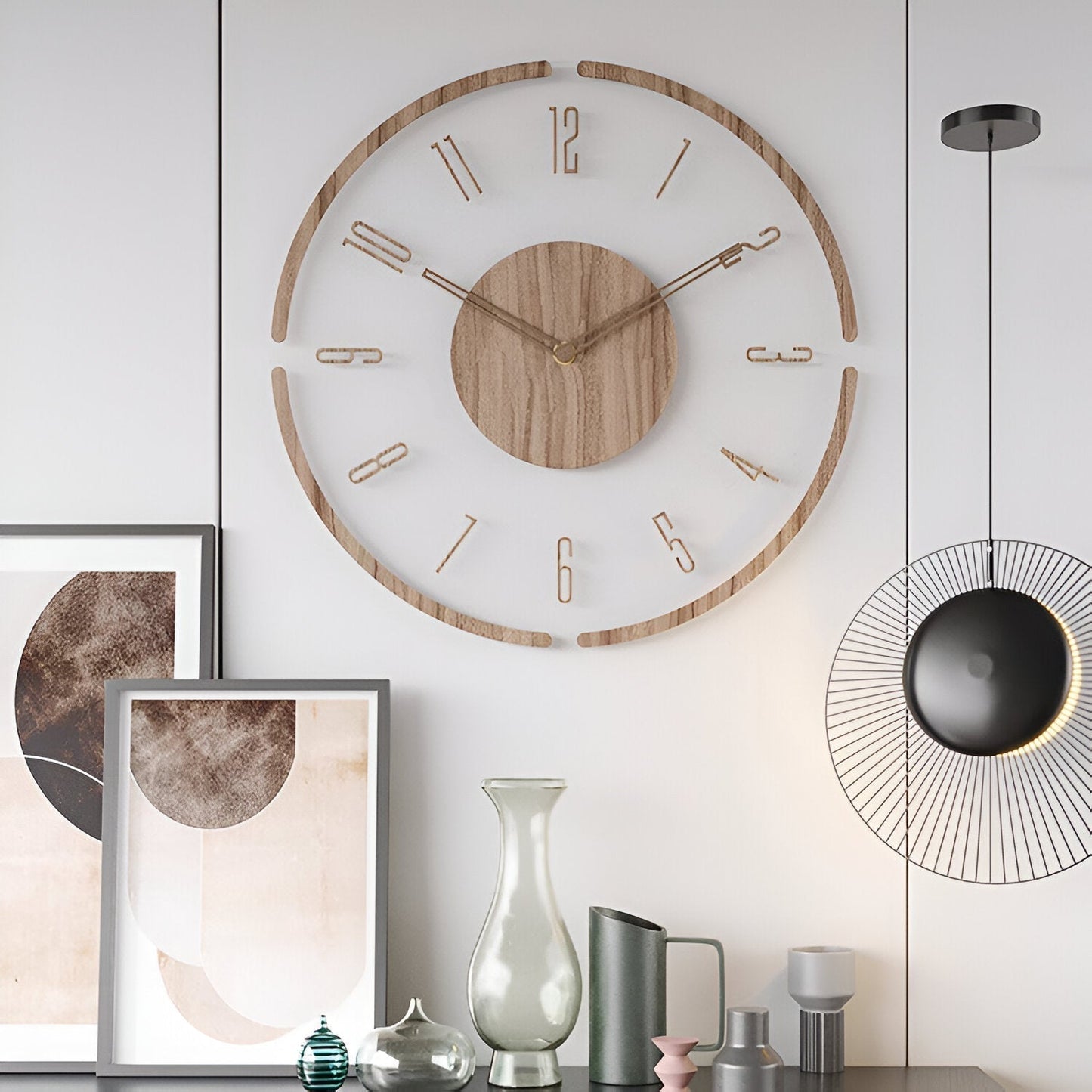 Wooden Wall Clock Silent Mechanism Modern Home Decor