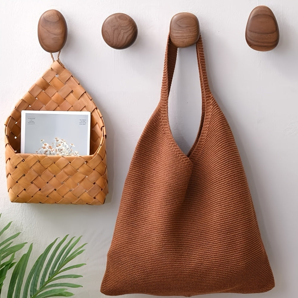 Natural Wood Organic Wall Hook Set Minimalist Hallway Bathroom Decor