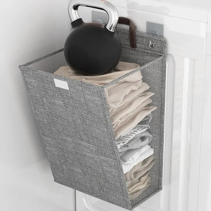 Wall-Mounted Foldable Laundry Basket Adhesive No-Drill Space-Saving Hamper Home Decor