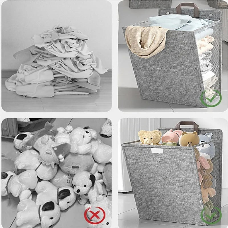 Wall-Mounted Foldable Laundry Basket Adhesive No-Drill Space-Saving Hamper Home Decor