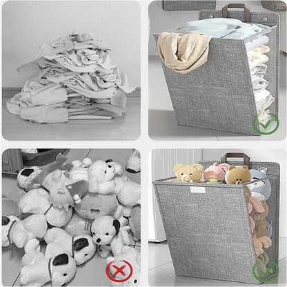 Wall-Mounted Foldable Laundry Basket Adhesive No-Drill Space-Saving Hamper Home Decor