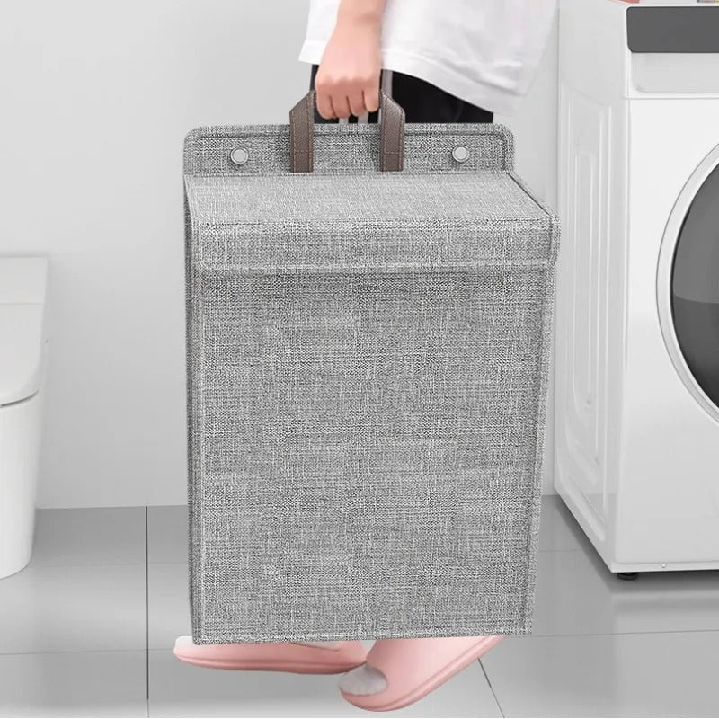 Wall-Mounted Foldable Laundry Basket Adhesive No-Drill Space-Saving Hamper Home Decor