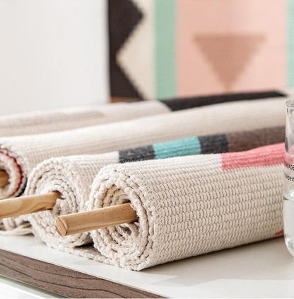 Handwoven Cotton Wall Tapestry Geometric Boho Design Home Decor