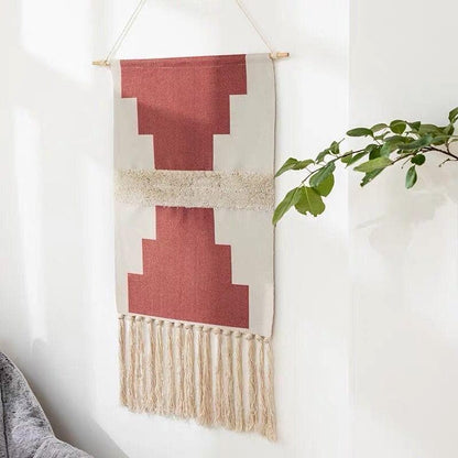 Handwoven Cotton Wall Tapestry Geometric Boho Design Home Decor