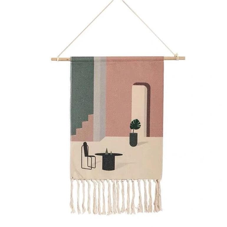 Handwoven Cotton Wall Tapestry Geometric Boho Design Home Decor