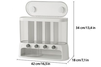 5-Compartment Airtight Pantry Storage Container Rotating Flip-Top Lid Kitchen Home Decor