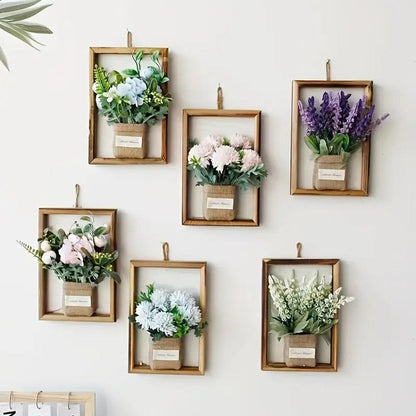 Rectangular Frame Wall Art Artificial Flowers