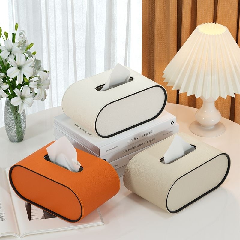 Leather Tissue Box Cover Premium PU Minimalist Bathroom Bedroom Decor