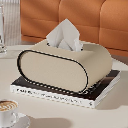 Leather Tissue Box Cover Premium PU Minimalist Bathroom Bedroom Decor