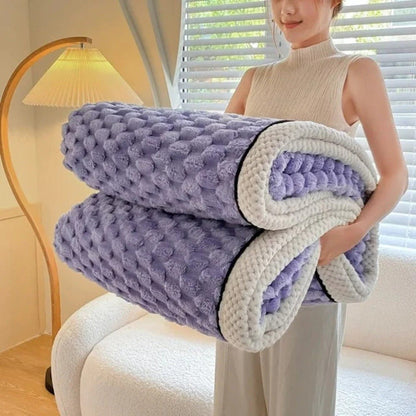 Snuggle Fleece Textured Throw Blanket Warm Cosy Sofa Bed Home Decor