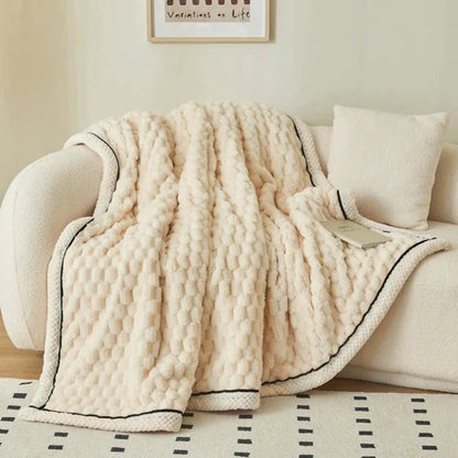 Snuggle Fleece Textured Throw Blanket Warm Cosy Sofa Bed Home Decor