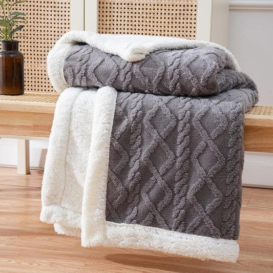 Snuggle Fleece Textured Throw Blanket Warm Cosy Sofa Bed Home Decor