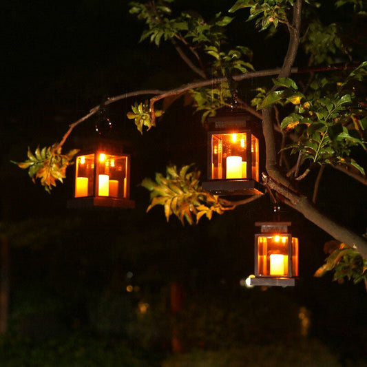 Solar Hanging Lantern LED Candle Effect Outdoor Decorative