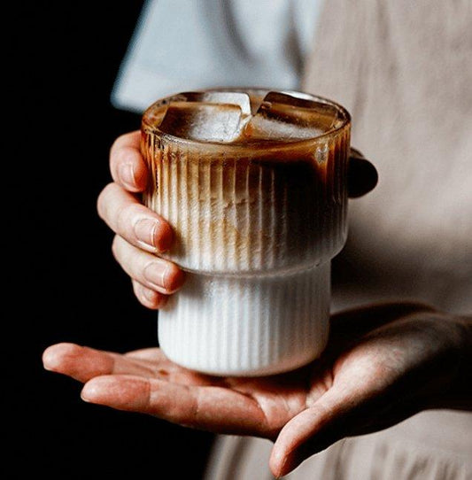 Ribbed Glass Tumbler Set Modern Drinking Glasses Home Decor